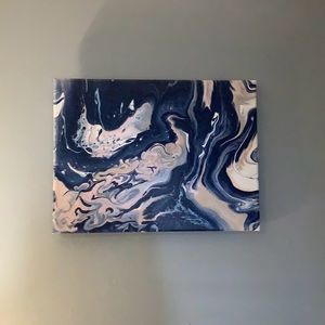 Custom made canvas Acrylic Pour no need for a frame hangs on its own